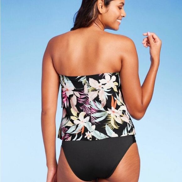 Kona Sol Tropical Print Tiered Bandeau Tankini Top NWT Sizs Small - Picture 3 of 4